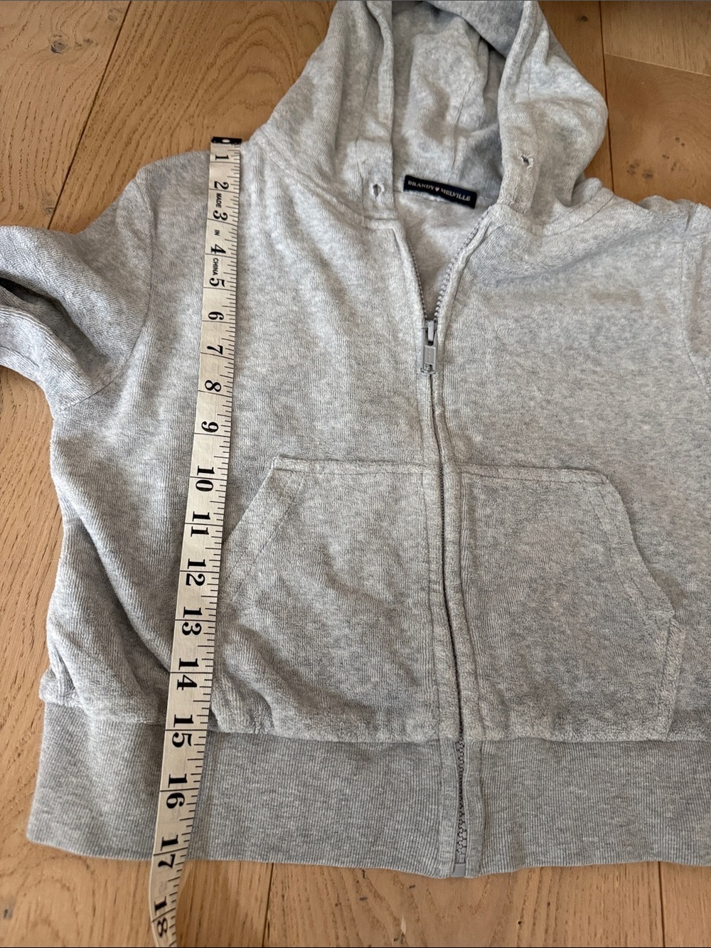 Brandy Melville Light Gray Hooded Zip Sweatshirt - Picture 5 of 9